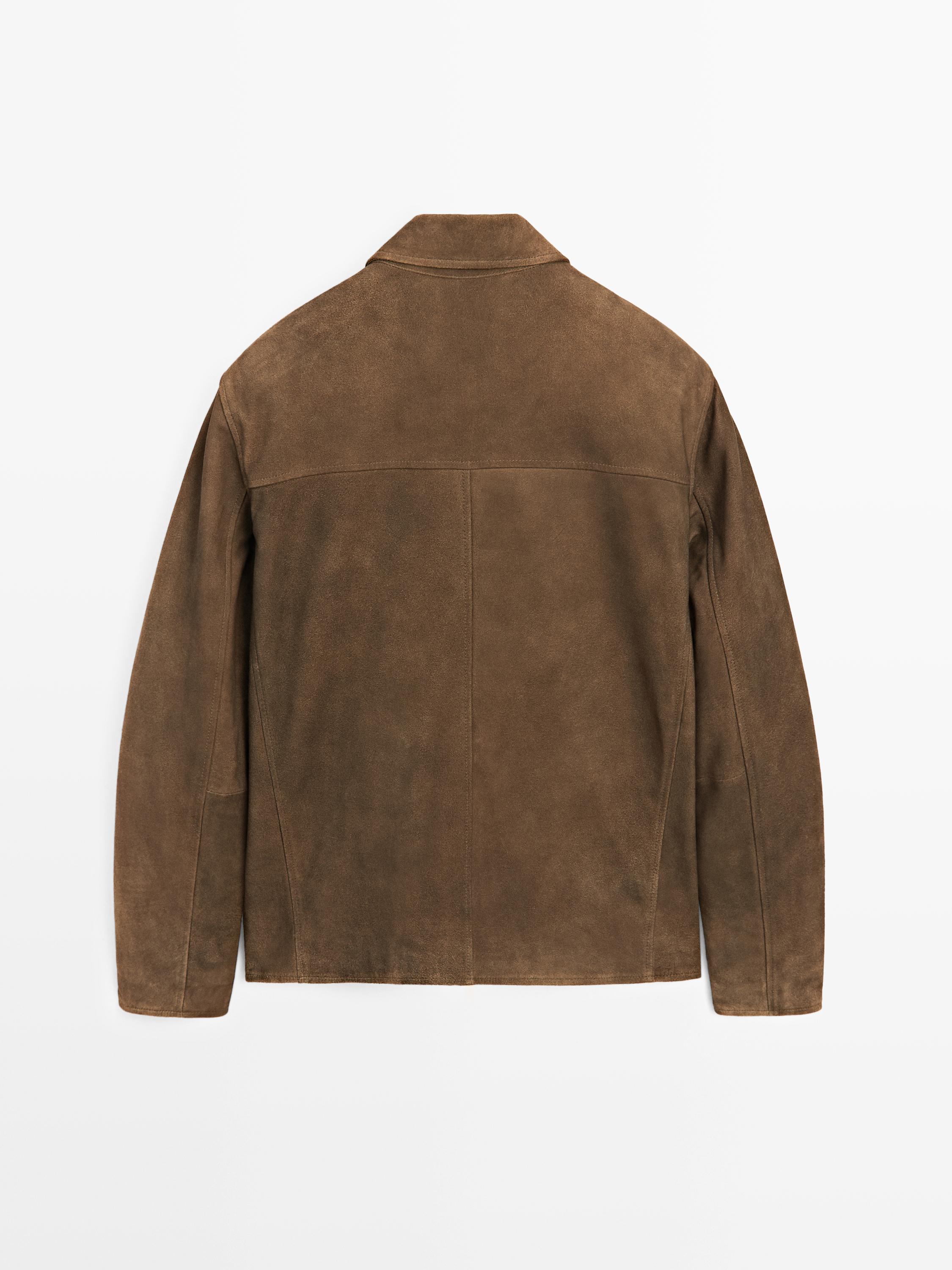 Napped suede jacket with faded detail